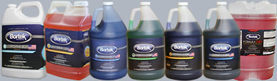 Lineup of cleaning chemicals
